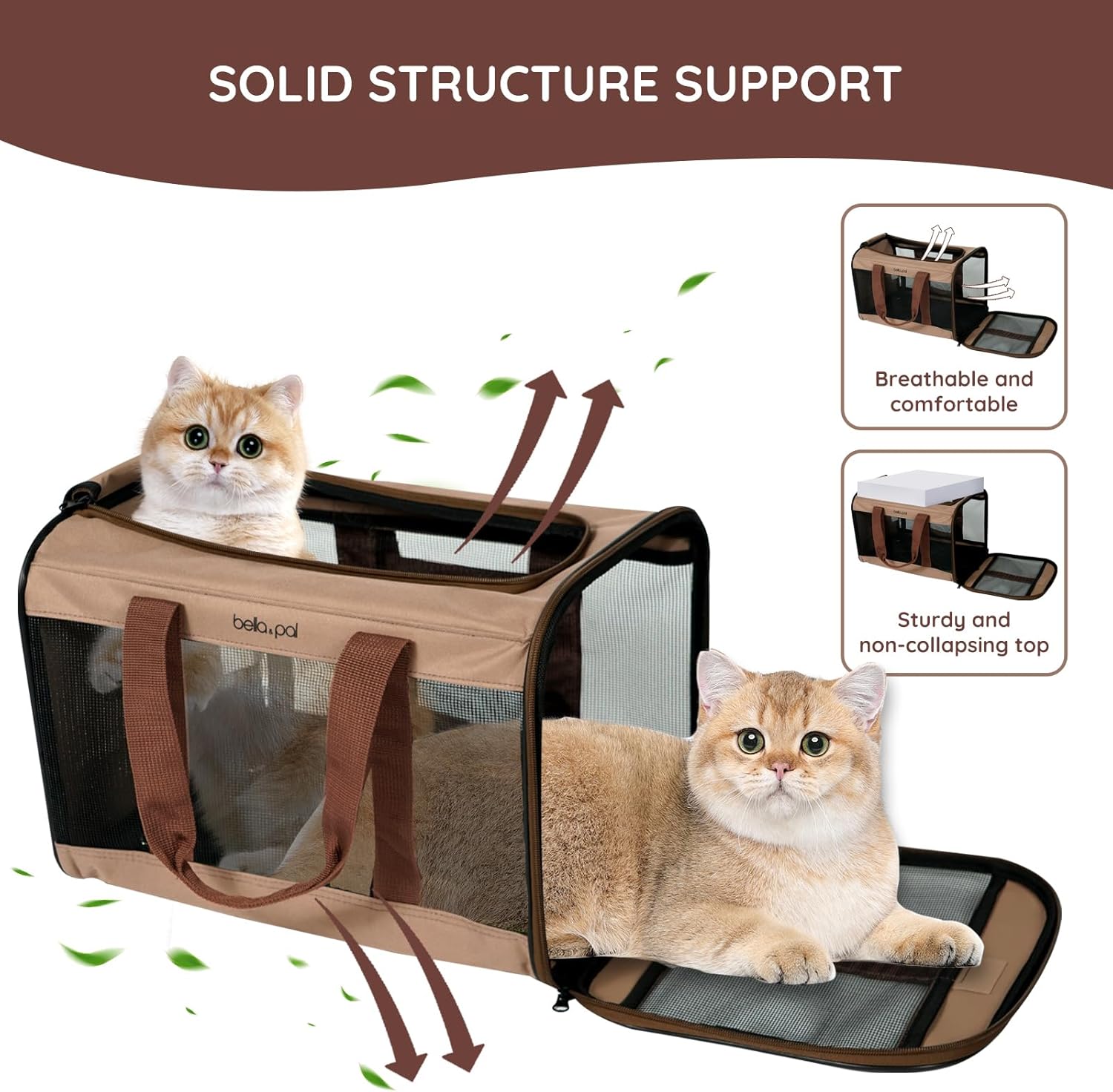 Bella & Pal Airline Approved Pet Carrier, Soft-Sided, Brown photo 2