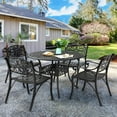 thumbnail image 2 of Nuu Garden 5-Piece Patio Dining Set, Cast Aluminum Outdoor Dining Set for 4 with 2.24" Umbrella Hole, Outdoor Table and Chairs for Backyard, Deck, Garden, Black, 2 of 9