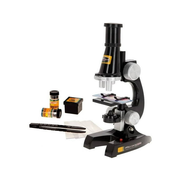 Fawoonu KIDZCORNER Black Smart Theory Microscope Kit for Kids Aged 8+ | STEM Educational Toy with 3 Magnification Levels, Accessories & Light Adjustment
