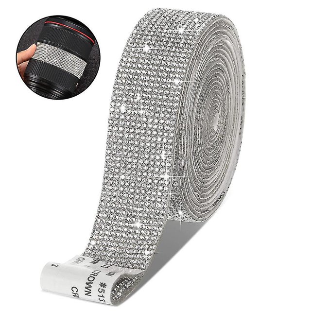 Tiras de diamantes de imitación autoadhesivas, cinta de cristal ostentoso de diamantes, plateado