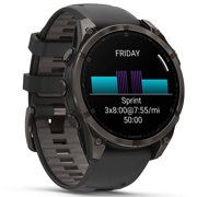 Garmin 010-02904-20 Fenix 8 47 mm AMOLED Sapphire Carbon Gray Titanium with Black Silicone Band Bundle with Tech Smart USA Fitness & Wellness Suite and 1.4 Inch Screen Protector for Garmin Fenix 6