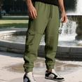 thumbnail image 6 of YLSDY Fleece Lined Jogger Pants Men - Winter Sweatpants with Pockets Elastic Waist Drawstring Warm Running Athletic Track Pant Army Green S, 6 of 9
