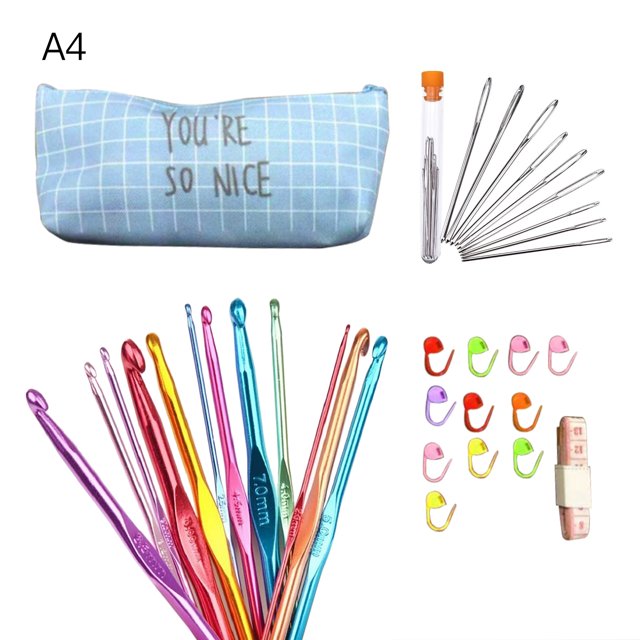 Knitting Needle Crochet Hooks Aluminum Oxide Yarn Kit Weave Craft Multi Color Weaving Tools 12Pcs Crochets