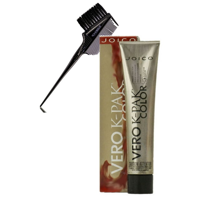6RR , JOICO Vero K-PAK Color Permanent Cream Hair Color Dye, K-Pack Haircolor - Pack of 2 w/ Sleek 3-in-1 Brush Comb