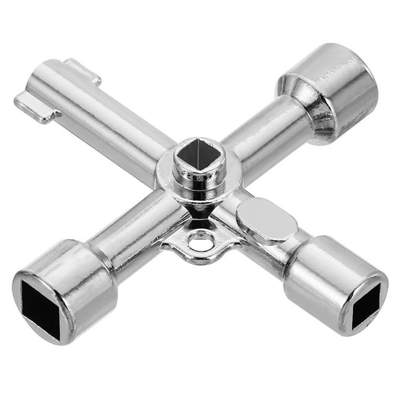 REGALWOVEN Multi-Functional Universal Cross Key, Zinc Alloy 4 Way Keys for Elevator Cabinet, Silver