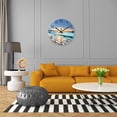 thumbnail image 2 of Blue Coastal Wall Clocks Battery Operated 16 Inch Glass Wall Clock Silent Beach Round Large Wall Clock for Living Room, 2 of 4