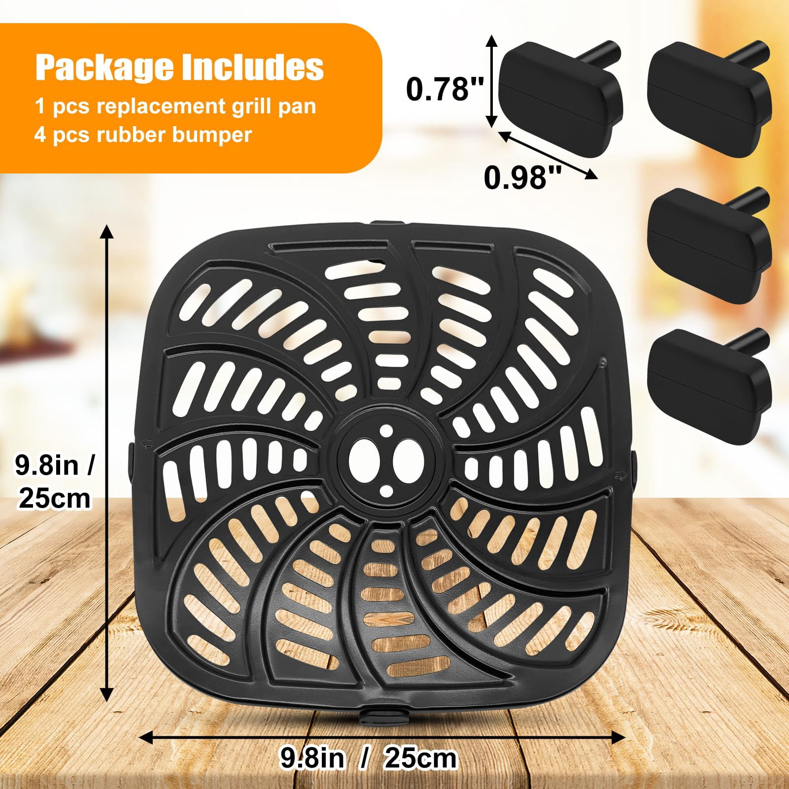 GCQ Air Fryer Replacement Tray for Gourmia GAF856 GAF826 Air Fryer, Nonstick 9.8''*9.8'' Air Fryer Replacement Parts Grill Pan Plate Crisper Plate