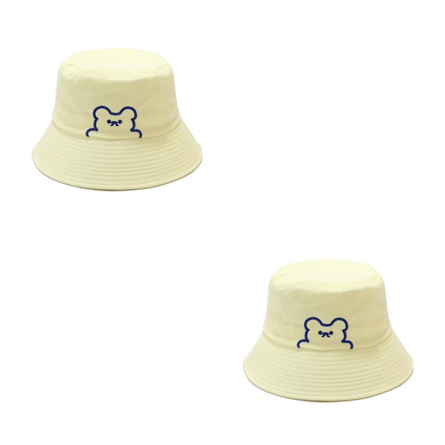 Qarigey Sombreros de cubo Bordado Hombres Mujeres Gorras Sombrero de pescador vintage Estampado en la playa Ropa de diario Sombrero de ala Amarillo M (56-58 cm) 2Conjunto