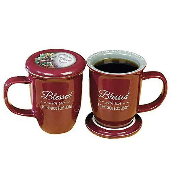 Cathedral Art-DBA Abbey Gift 96817 Mug-Grace Outpoured-Blessed-Marsala with Coaster-Lid