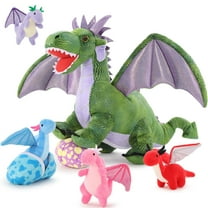 Tezituor 7Pcs Dragon Stuffed Animal 21.6'' Giant Dragon Plush with 4 Babies and 2 Eggs Plush Toy
