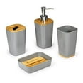 thumbnail image 6 of KRALIX Bathroom Set 6 Pieces Gray Plastic/Bamboo Bathroom Accessories, 6 of 7