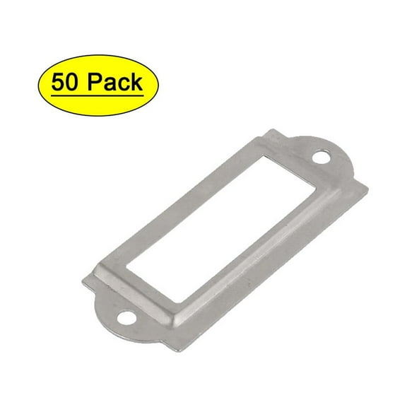 Unique Bargains Metal Frame Drawer Box Case Furniture Card Tag Label Holders Silver Tone 50Pcs