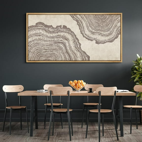 IDEA4WALL Extra Large Framed Canvas Print Wall Art Earthly Contours Abstract Topographic-Inspired Textured Artwork Nature Wilderness Fine Art Vintage Decor for Home Decoration - 60"x30"