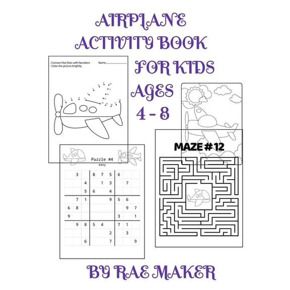Airplane Activity Book for Kids Ages 4 - 8, (Paperback)