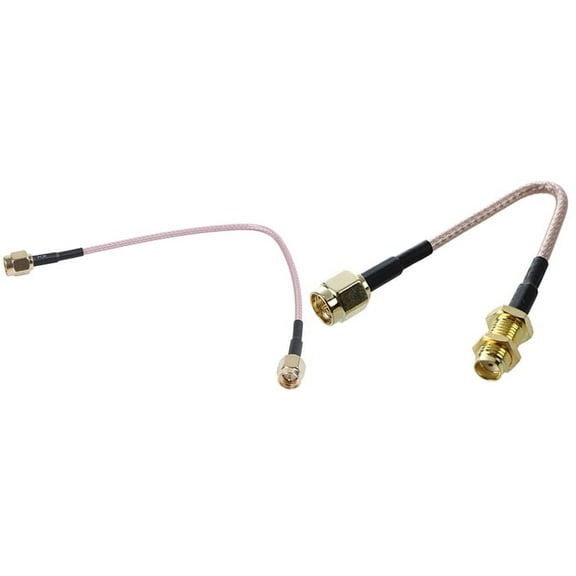 1pcs SMA Female to Male Coaxial Cable Antenna Adapter 11cm & 1pcs 6.5 inch Length SMA Male to SMA Male Connector Pigtail Cable