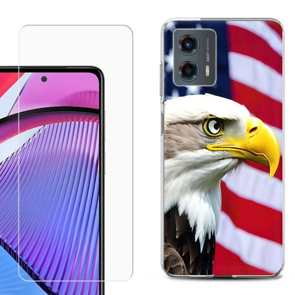 OneToughShield ® Compatible with Motorola Moto G 5G 2023, Shockproof Phone Case, with Tempered Glass Screen Protector - Eagle