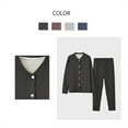 thumbnail image 6 of Thermal Pajama Sets for Men 2 Piece Fleece Lined Long Sleeve Button-Down Jackets and Pants Casual Solid Color Loungewear Homewear Pajamas Outfits Set, 6 of 6