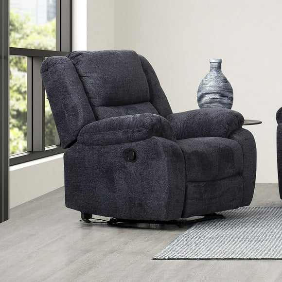 Arthur 40 in. Midnight Upholstered Manual Rocker Recliner