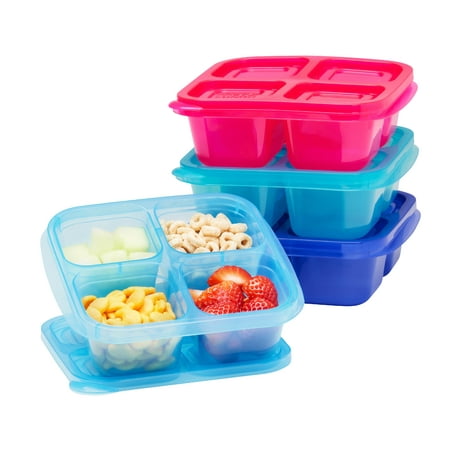 EasyLunchboxes - Bento Snack Boxes - Reusable 4-Compartment Food Containers for School, Work and Travel, Set of 4, (Jewel Brights)
