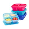 EasyLunchboxes - Bento Snack Boxes - Reusable 4-Compartment Food Containers for School, Work and Travel, Set of 4, (Jewel Brights)