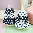 thumbnail image 6 of Xioeram Pet Vest Style Dress Dog Cat Skirt Polka Dot Pattern Bowknot Decor Summer Apparel Breathable Sweet Puppy Clothes with Traction Ring for Daily Wear Photography, 6 of 8