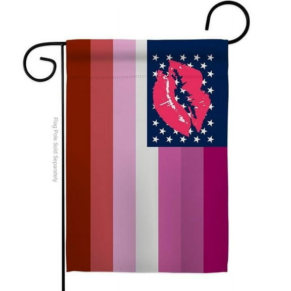 Americana Home & Garden G149655-BO US Lipstick lesbian Support Pride 13 x 18.5 in. Double-Sided Decorative Horizontal Garden Flags for House Decoration Banner Yard Gift