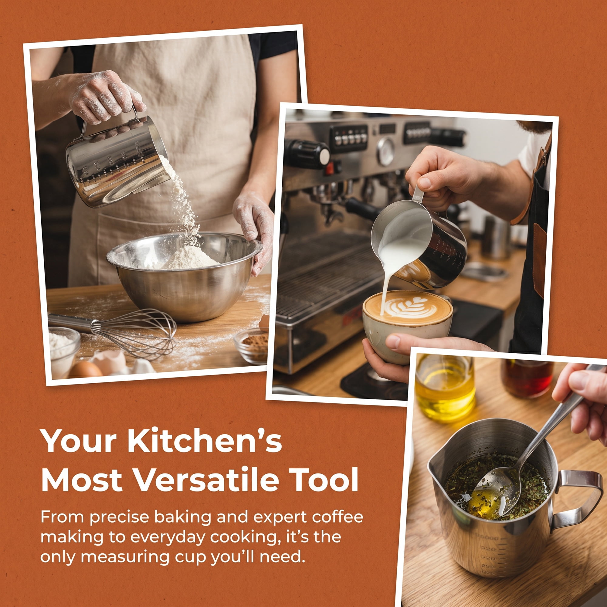 Unique Bargains Basic Stainless Steel Measuring Cup for Kitchen Baking Silver 600ml