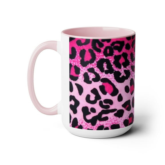 Pink leporad Two-Tone Coffee Mugs, 15oz