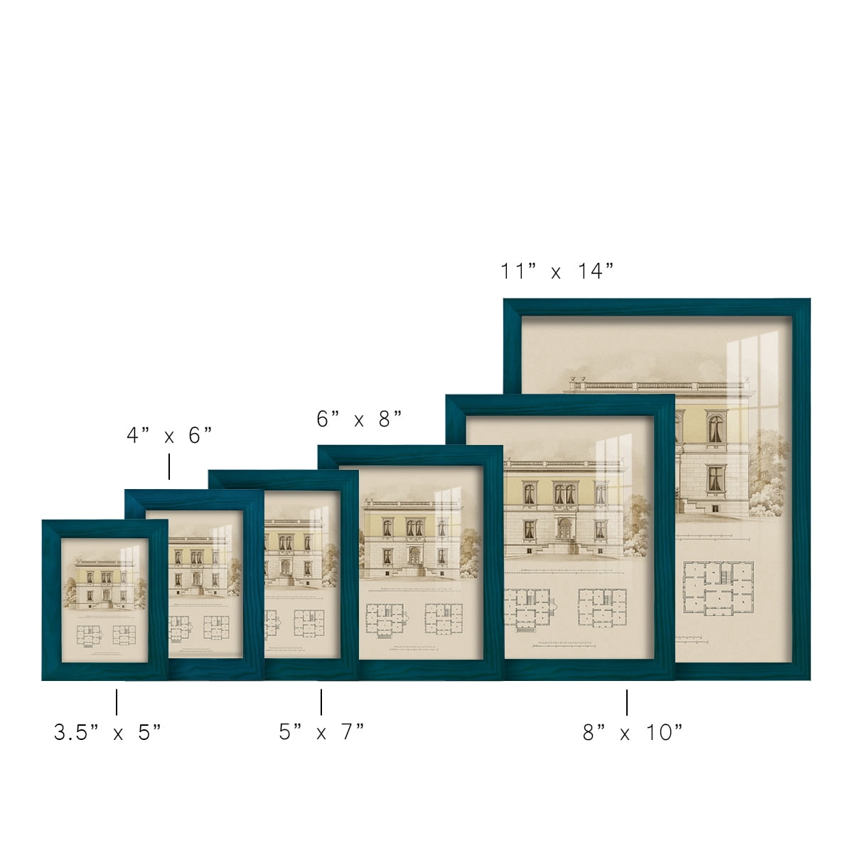 Estate and Plan V -Framed Print w/glass-Ocean Blue