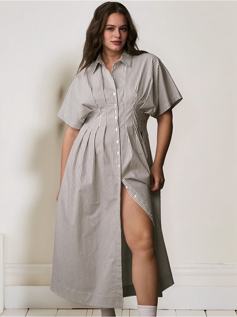 black corset white shirt dress Striped Button Pleated Maxi for Women Short Sleeve Collar V Neck Long Dress & XXXL The SAPHIRA Shirt Corset Material:Hardwood, Veneer, Metal black corset top over white shirt mismatched bridesmaid dress The 10 Best Dress