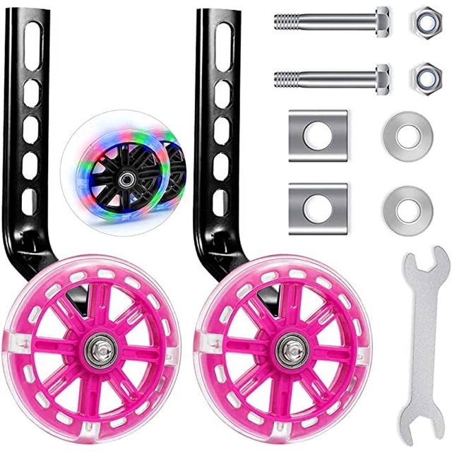 Estabilizador universal para bicicleta, ruedas estabilizadoras para bicicleta, ruedas motrices para bicicleta, estabilizador para bicicleta para niños (rueda rosa) brillar Electrónica