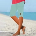 thumbnail image 2 of HAJWOH Capri Leggings for Women Cotton Knee Length Leggings Stretch Summer Lightweight Pants Casual Athletic Running Workout Yoga Pants, 2 of 6