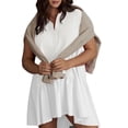 thumbnail image 4 of Summer Short Sleeve Womens Sweatshirt Dresses V Casual Oversized Patchwork Mini Dress, 4 of 6