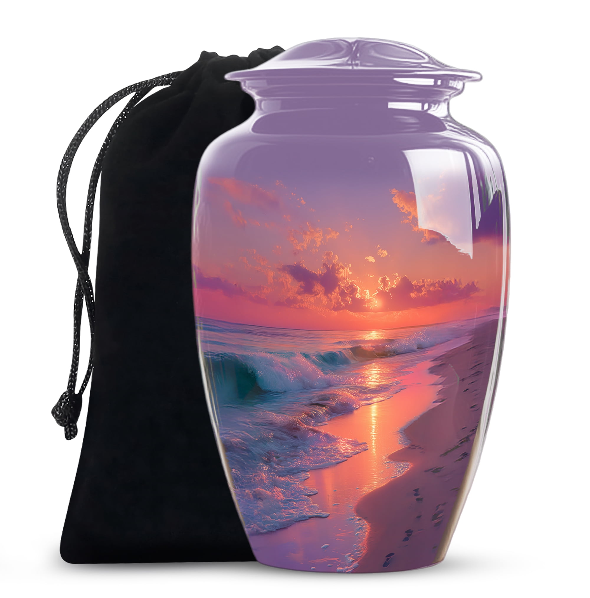 Sunset Beach Urns For Human Ashes Adult Female - Small Cremation Urn For Ashes For Women - Keepsake Funeral Urns For Men - Ash Holder For Mom (size:- 10" 1 Pc , 3" 4 Pc)
