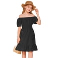 thumbnail image 7 of Arshiner Girls Tie Back Short Sleeve Ruffle Hem Off Shoulder Casual Elegant Dresses, 7 of 7