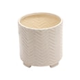 thumbnail image 2 of Planter with Chevron Design and Footed Base, Set of 2, Off White- Saltoro Sherpi, 2 of 5