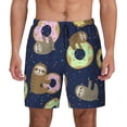 thumbnail image 2 of Picia Sloth with Donuts pattern Mens Swim Trunks with Compression Liner Stretch Beach Shorts Quick Dry with Zipper Pockets No-Chafing Board Shorts-XX-Large, 2 of 9