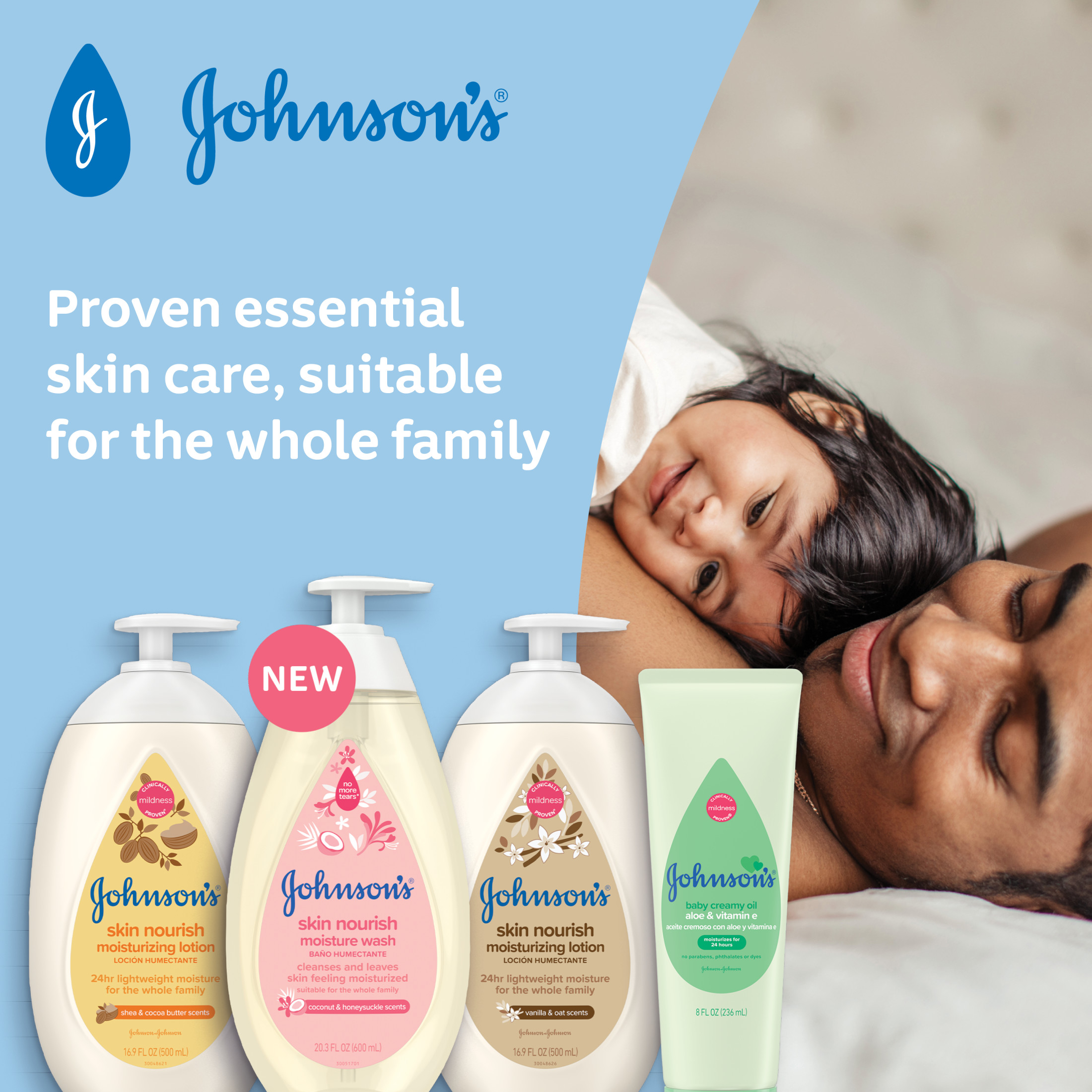 Johnson's Skin Nourish Moisture Tear-Free Soap and Baby Body Wash, Vanilla and Oat, 20.3 oz - image 5 of 10