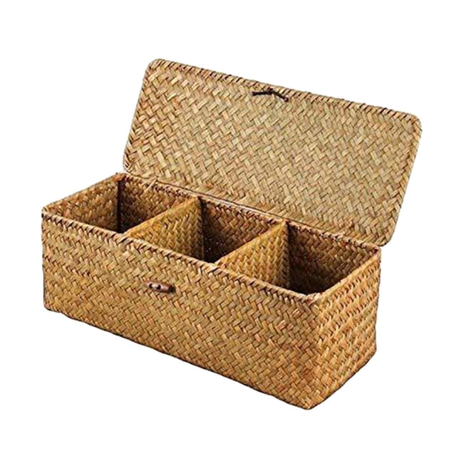 Cesta de almacenamiento tejida Toystoory con tapa para decoración de hotel y oficina