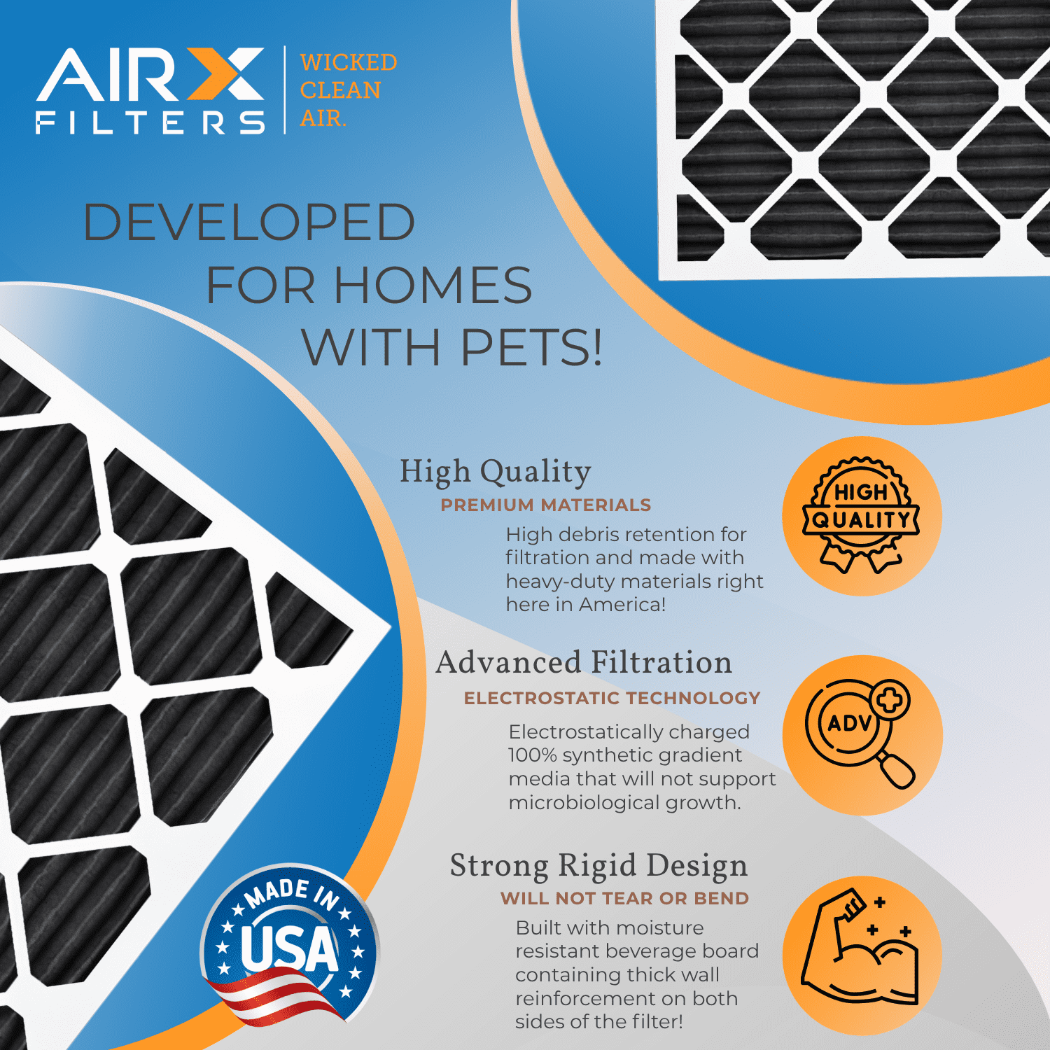 20x30x2 Air Filter Odor Eliminator Carbon Filter MERV 8 Comparable to MPR 700 & FPR 5 AC HVAC Premium USA Made 20x30x2 Furnace Filters by AIRX FILTERS WICKED CLEAN AIR. 6 Pack