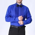 thumbnail image 7 of IROINNID Men Pleated Front Turndown Collar Button Front Long Sleeve Tuxedo Dress Shirt with Matching Bow Tie formal Wedding Banquet Ceremony Top(Blue,S), 7 of 7