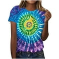 thumbnail image 2 of Summer Homenesgenics Womens Tops under $5 Women's Spring and Summer Printed Casual Pullover with Short Sleeves Multicolor XXXL, 2 of 4