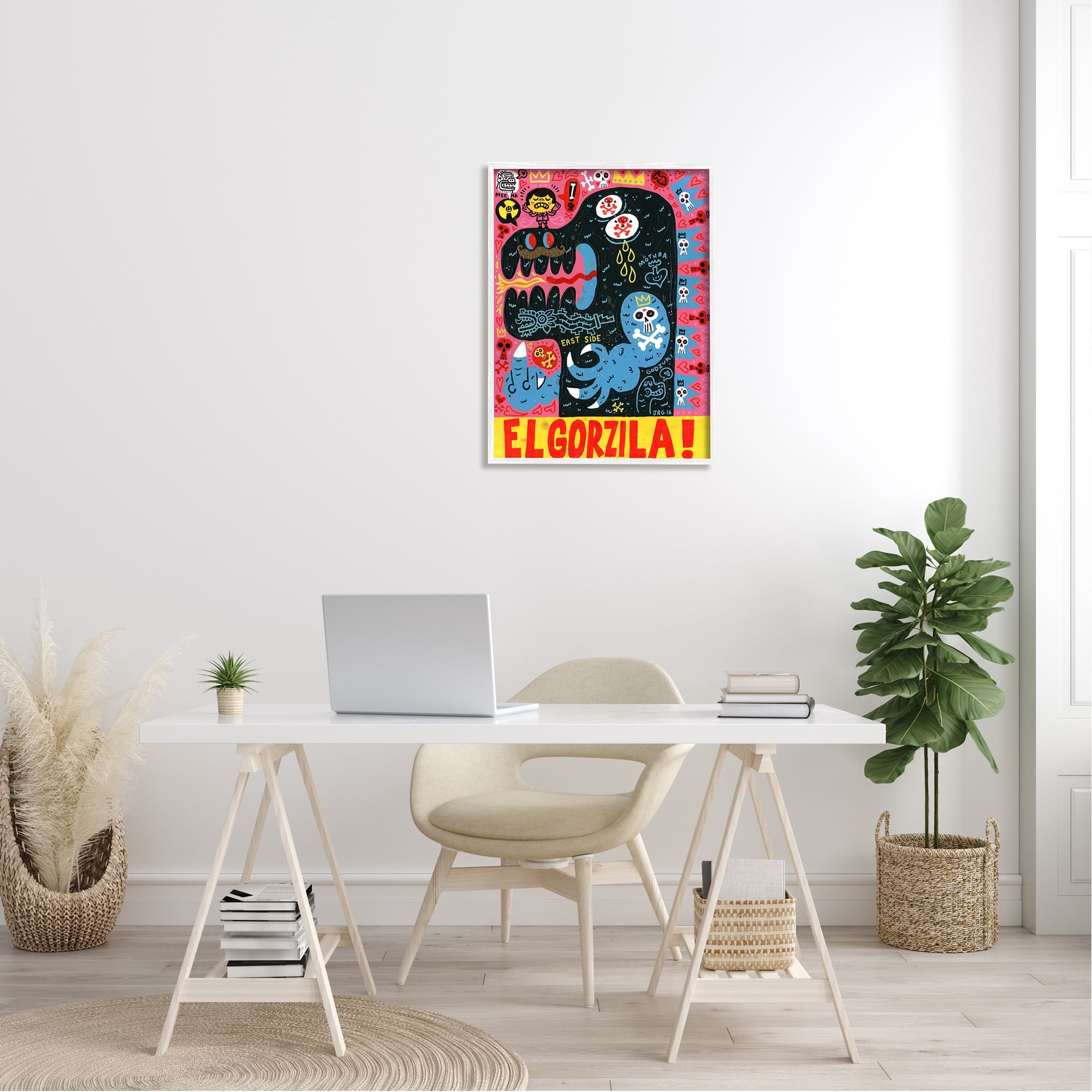El Gorzila Pop Style Monster Typography Middle Finger Fairy Tales & Fantasy Graphic Art Framed Art Print Wall Art