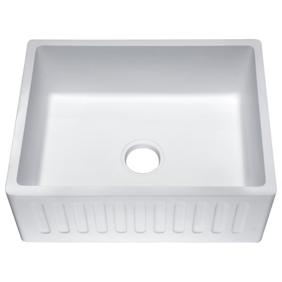 Petima Farmhouse Reversible Apron Front Solid Surface 24 in. Single Basin Kitchen Sink in White