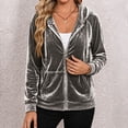 thumbnail image 7 of Enjoytime Velvet Hoodies for Women Long Sleeve Zip Up Jacket Fall Winter Solid Soft Casual Sweatshirt Outerwear with Pocket, 7 of 7