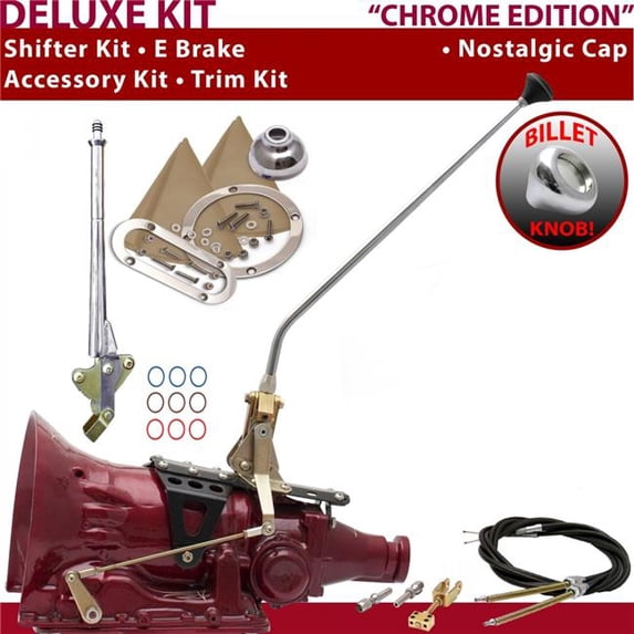 American Shifter C6 Shifter Kit Chrome 23 in. E Brake Cable Trim Kit for F3D40