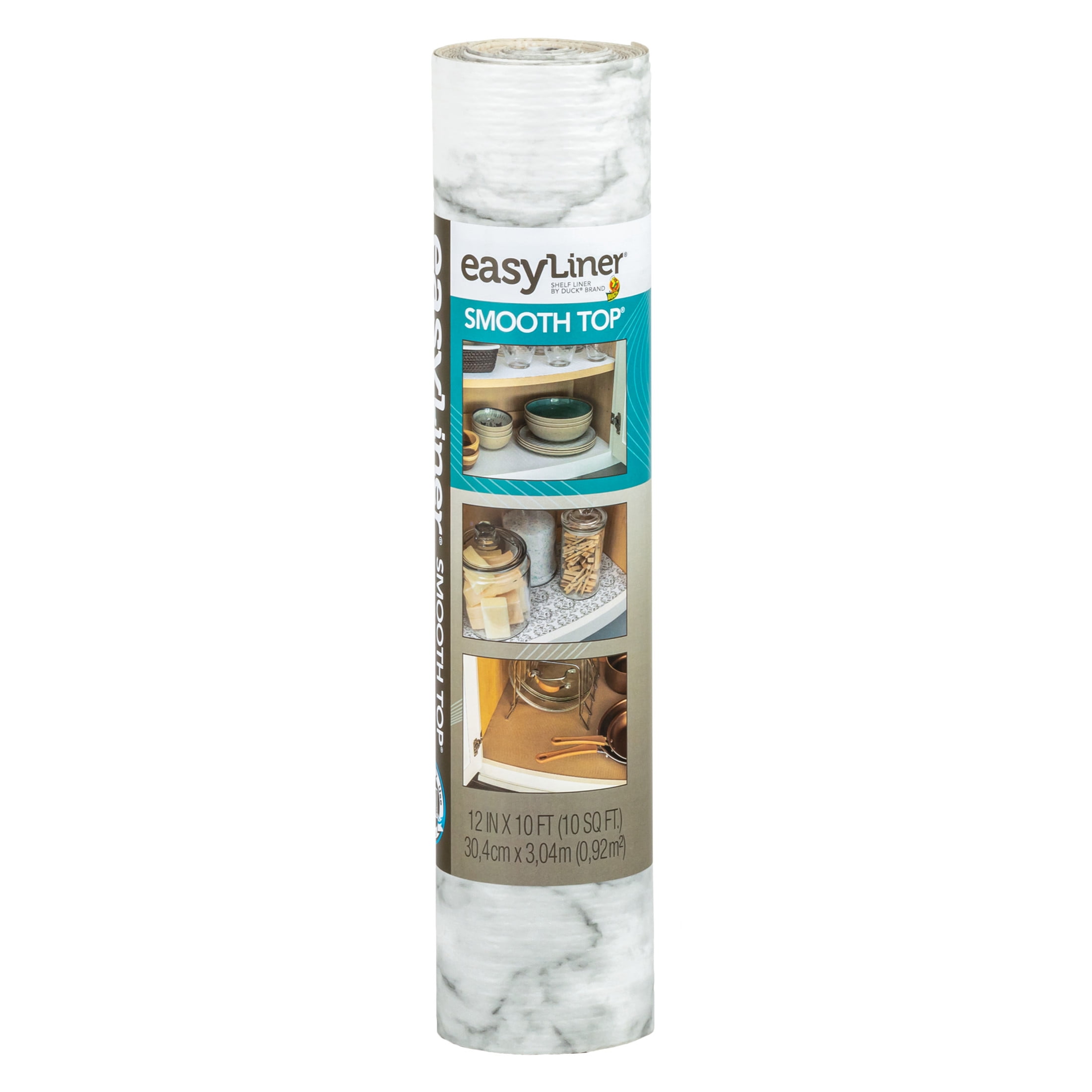 (2 pack) EasyLiner Smooth Top Shelf Liner, Gray Marble, 12 in. x 10 ft. Roll