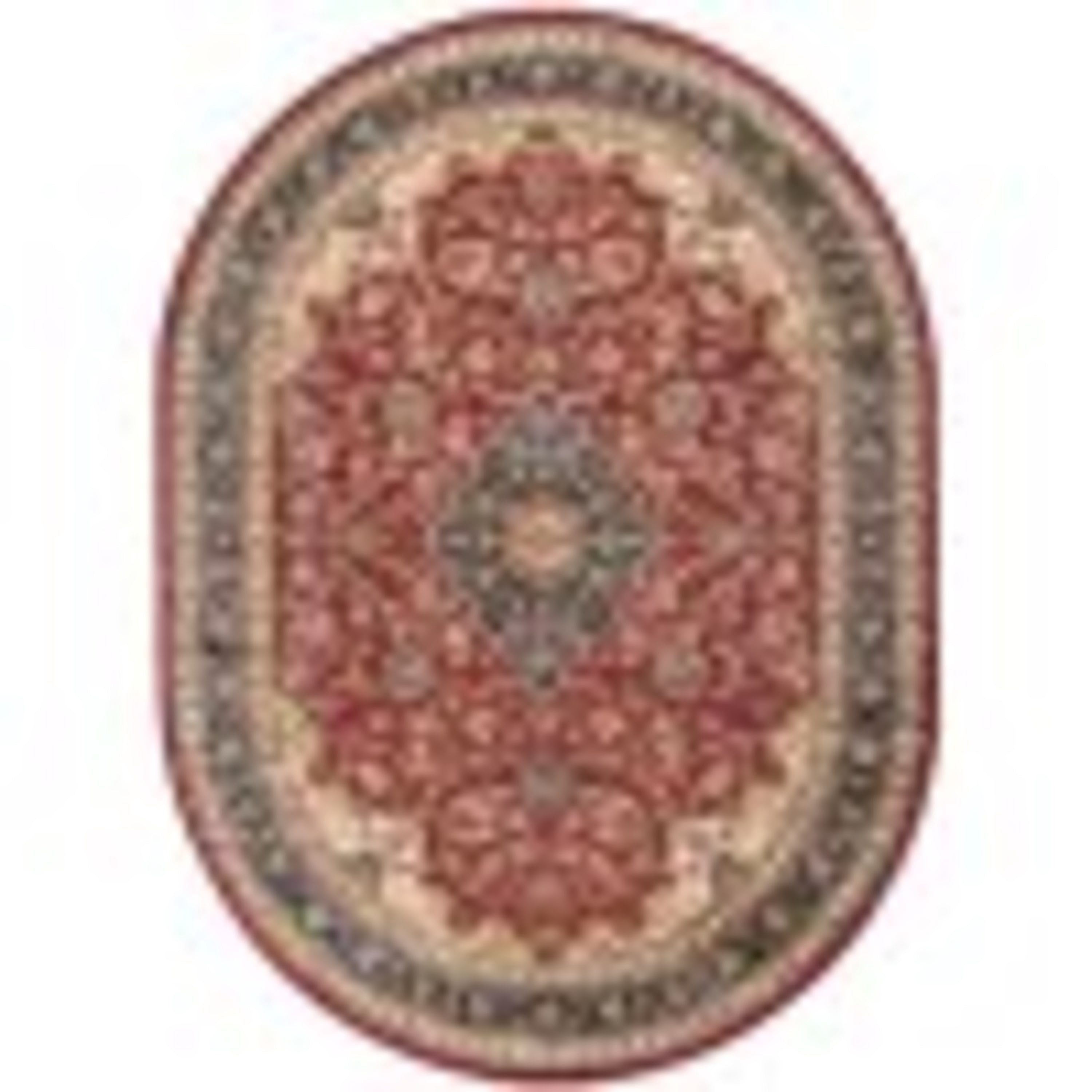 Sensation Transitional 5' x 7' Oval Red and Beige Polypropylene Indoor Area Rug