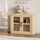 thumbnail image 3 of Estilo moderno de mediados de siglo y funcionalidad - Aparador de 90 cm con 2 puertas de vidrio - Mueble auxiliar de madera para comedor, cocina o sala - Aparador con espacio de almacenamiento, 3 of 8