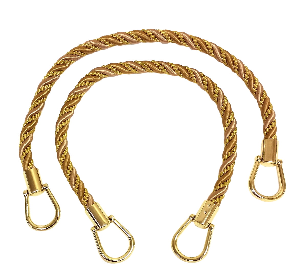 Pair of Elegant Antique Gold Curtain & Drapery Rope Tiebacks, 18 inch Long, Approx. 1/2 inch